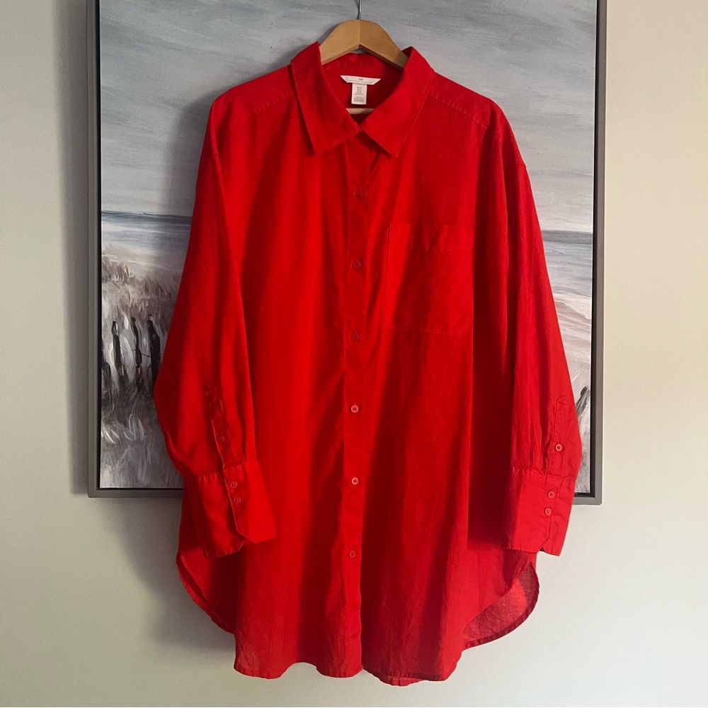 H&M Red Button-Down Shirt